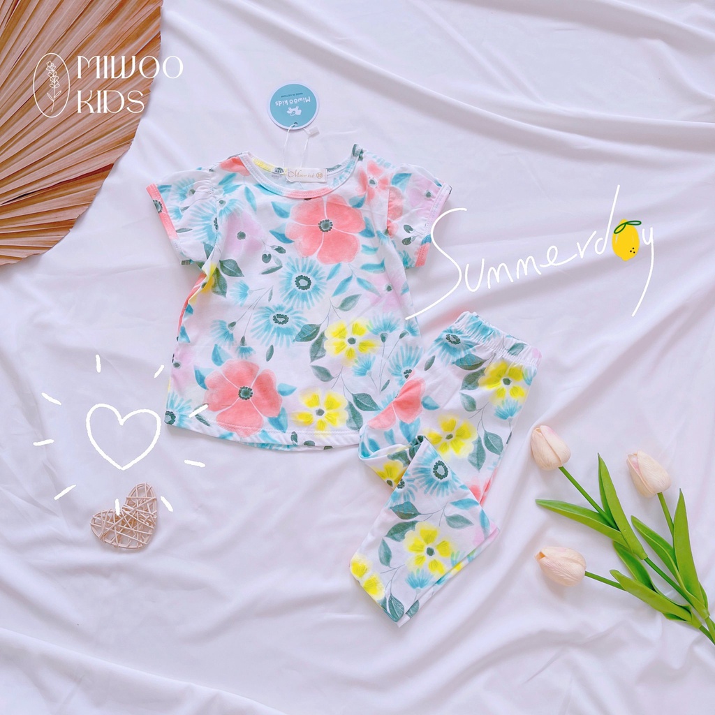 Bộ Cotton Thun Cao Cấp Bé Gái Quần Dài Đáng Yêu Chất Cotton Thun Mềm Mại, Thấm Hút Mồ Hôi Tốt - HM171