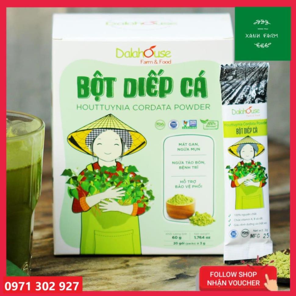 [SẢN PHẨM XANH] Bột Diếp Cá| Dấp Cá (Giấp Cá) Sấy Lạnh Dalahouse Nguyên Chất Hỗ Trợ Thanh Nhiệt- Detox.