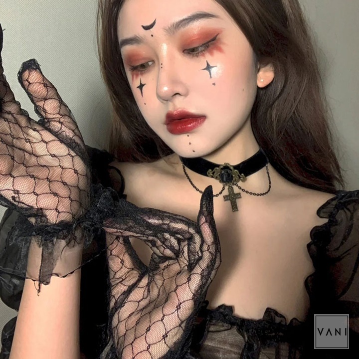Găng Tay Ren Lưới Ngắn Lolita - 5 Ngón Cổ Tay, Phụ Kiện Cosplay - Vani Store