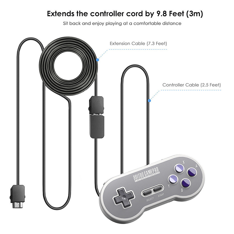 Set 2 Dây Cáp Nối Dài 10ft Cho Tay Cầm Chơi Game Nintendo Snes & Nes Mini Classic