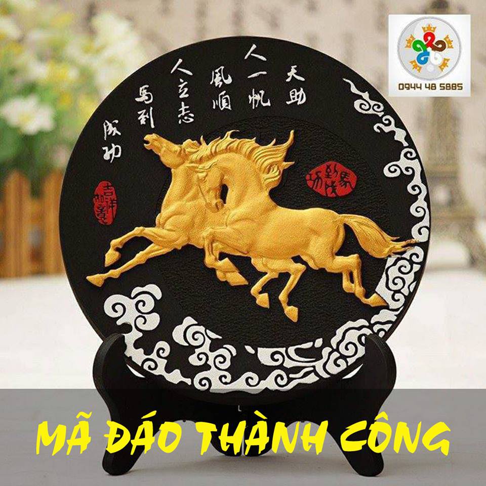 Tranh Đĩa Phong Thủy Trang Trí - Song Mã - Mã Đáo Thành Công