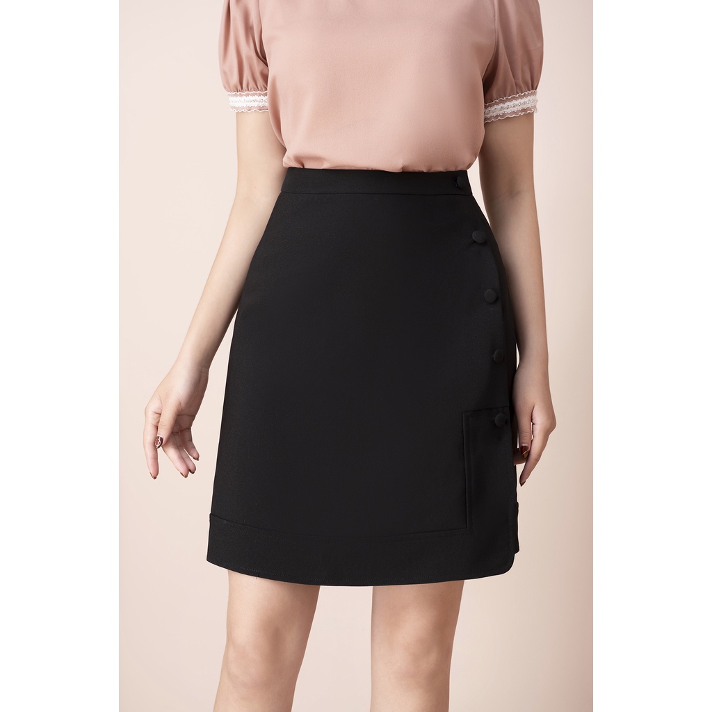 Chân Váy Chữ A Công Sở LUPERI LFCV5109 Thiết Kế Dải Cúc Tinh Tế, Vải Cotton Nhẹ Mát, Không Nhăn, Không Xù