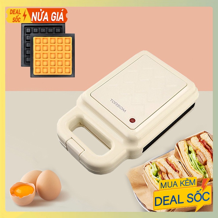 Máy kẹp làm bánh tàn ong, waffle chính hãng Torsom 600W