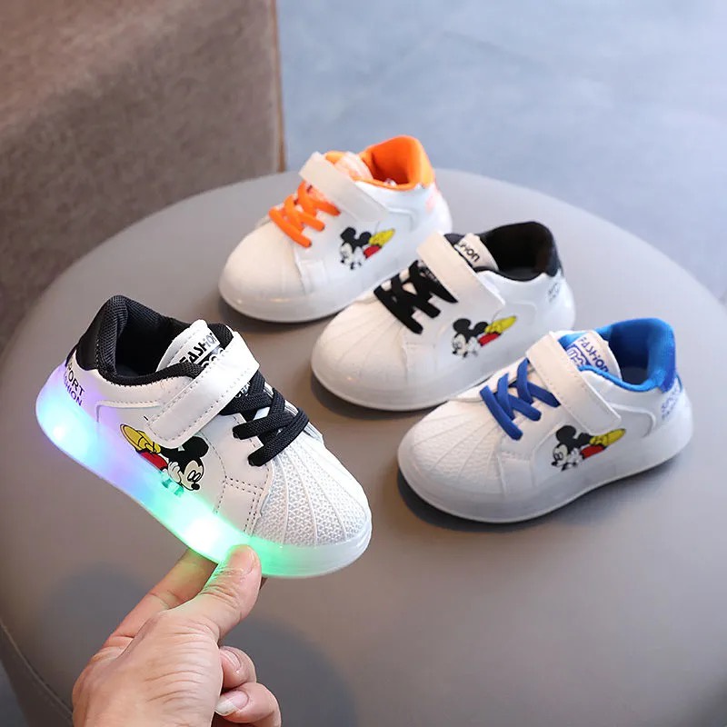 Giày Hình Chuột Mickey Hoạt Hình Có Đèn Chống Đá Dành Cho Trẻ Em 2022