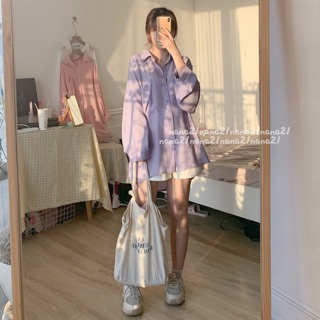 Sơ mi thô đũi trơn oversize