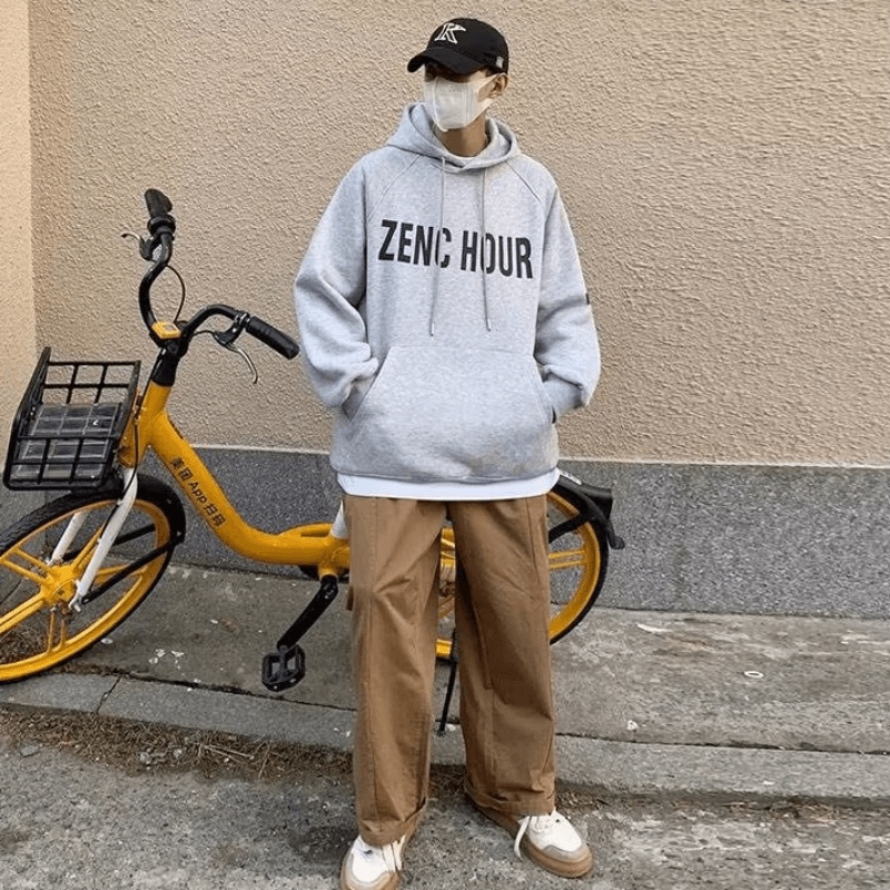 【M-5XL】Korean version Street hip hop trend Men's loose hoodie letter Printed Winter Sweatshirt Unisex Large size Hoods