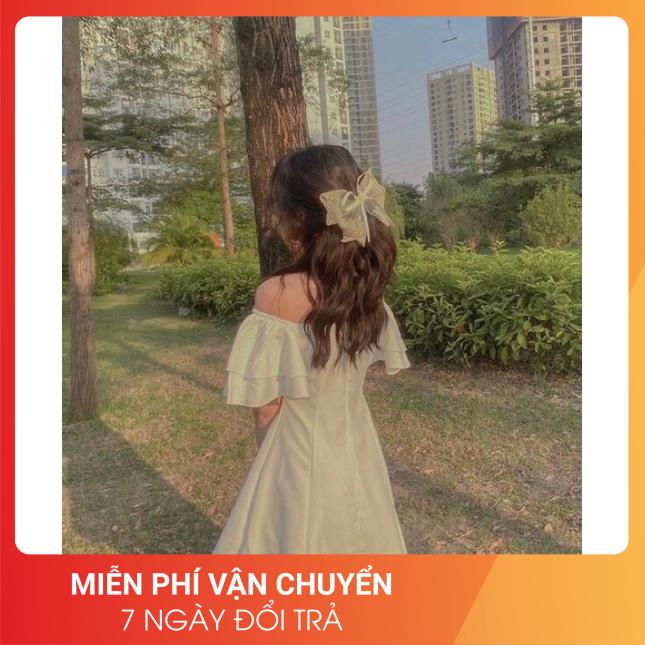 Váy trắng trễ vai tay bồng dáng xoè 24April 🌸 đầm trắng trễ vai cánh tiên tiểu thư hàng đẹp | BigBuy360 - bigbuy360.vn