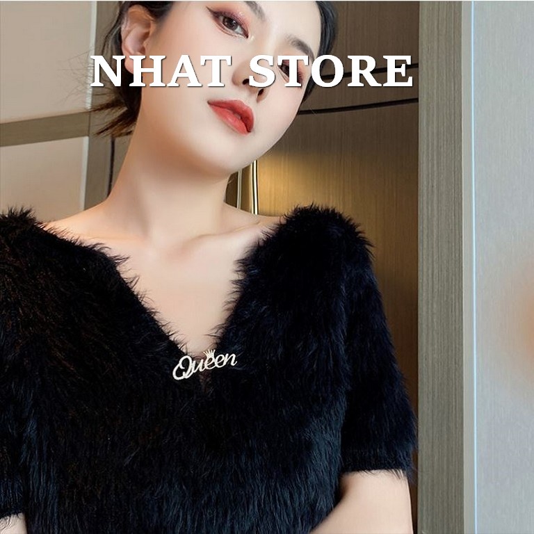 Trâm cài áo nữ Hàn Quốc, ghim cài trang trí chữ Queen đính đá  Nhat Store