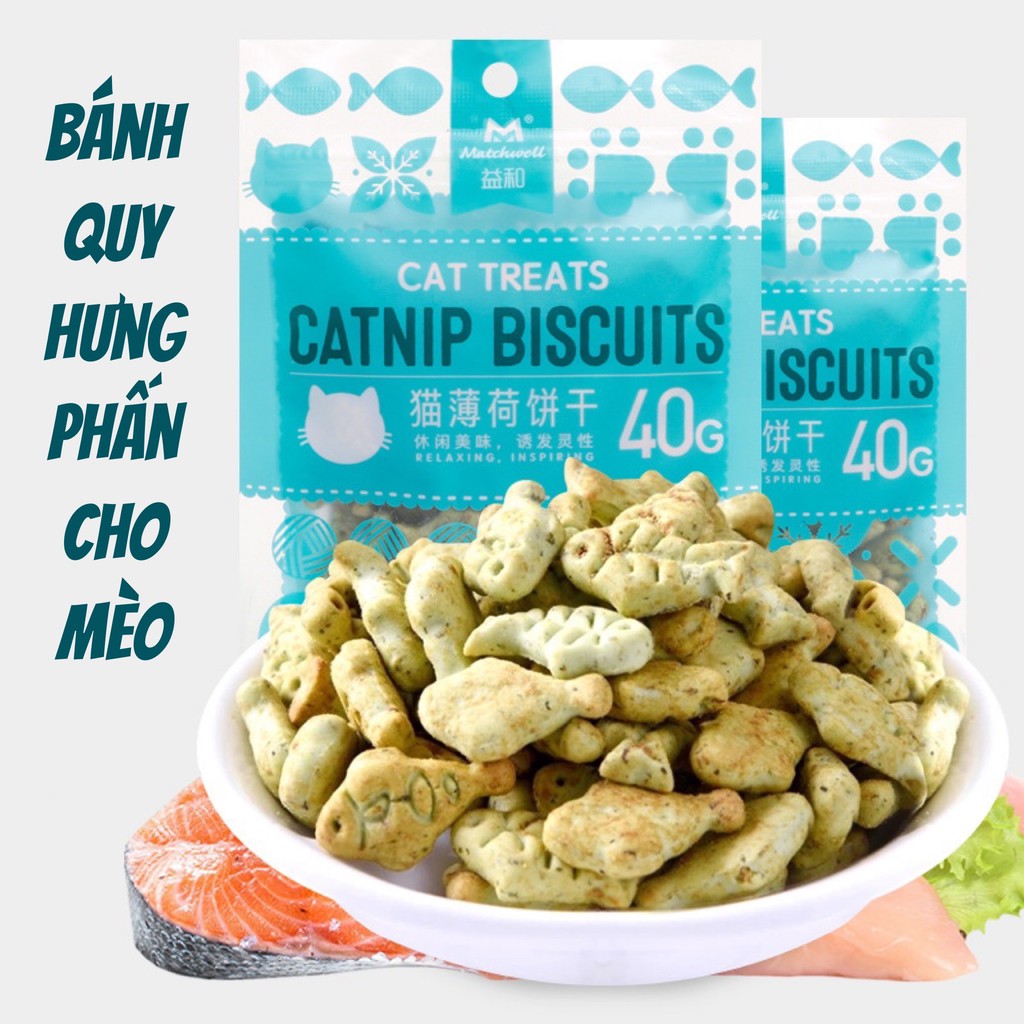 Bánh Cá Biscuits Catnip Giảm Búi Lông Viêm Răng Hôi Miệng Cho Mèo