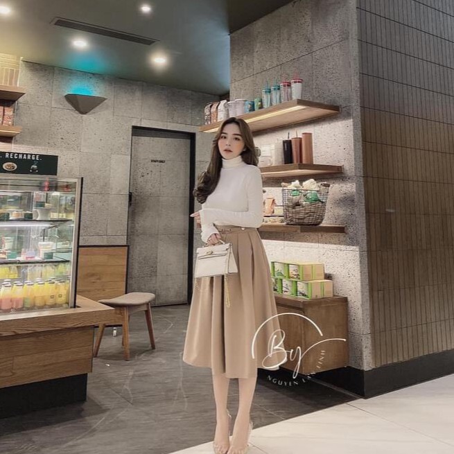 [Mã WARN30 hoàn 15% xu đơn 150k] Áo Thun Trơn Body Cổ Lọ Dài Tay Chất Zip Co Giãn Màu Đen/ Be/ Nâu/ Trắng | BigBuy360 - bigbuy360.vn