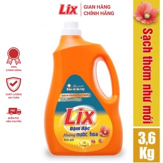 Nước giặt Lix đậm đặc hương hoa chai 3.6kg làm sạch cực nhanh vết bẩn