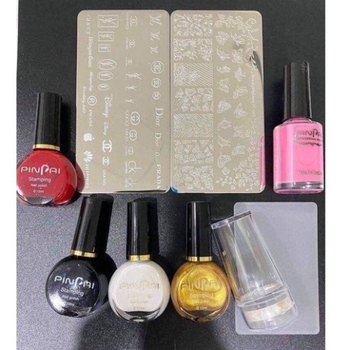 Khuôn In Nail, Con dấu  sơn mực in trang trí móng làm đẹp nail mi spa shop Hoangnam