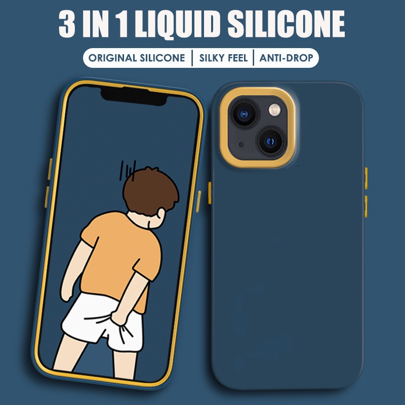 Ốp Điện Thoại Silicon Dẻo Chống Sốc 3 Trong 1 Màu Đẹp Bắt Mắt Cao Cấp Cho Iphone 14 pro 13 12 11 Pro Max X Xr 8 7 Plus