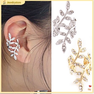 {jewelrystore} Khuyên đeo vành tai hình chiếc lá đính đá thời trang cá tính cho nữ
