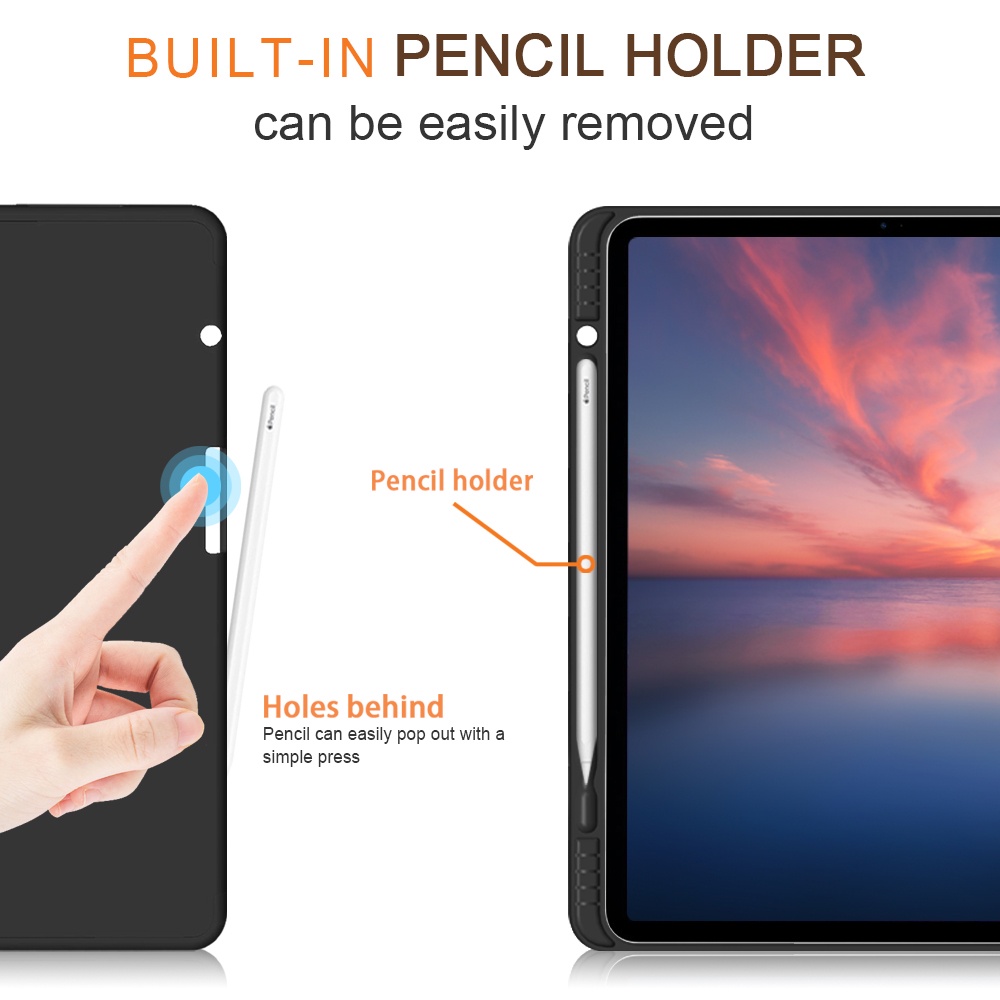 Ốp máy tính bảng có giá đỡ bút chì cho Pad Pro 2021 11 12.9 inch Pad Pro 2020 2018