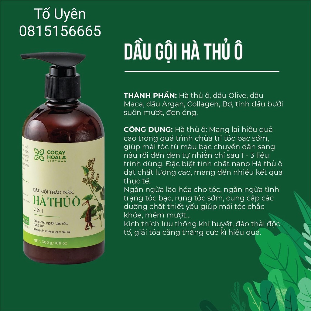Dầu gội thảo dược hà thủ ô 2 in 1 cỏ cây hoa lá