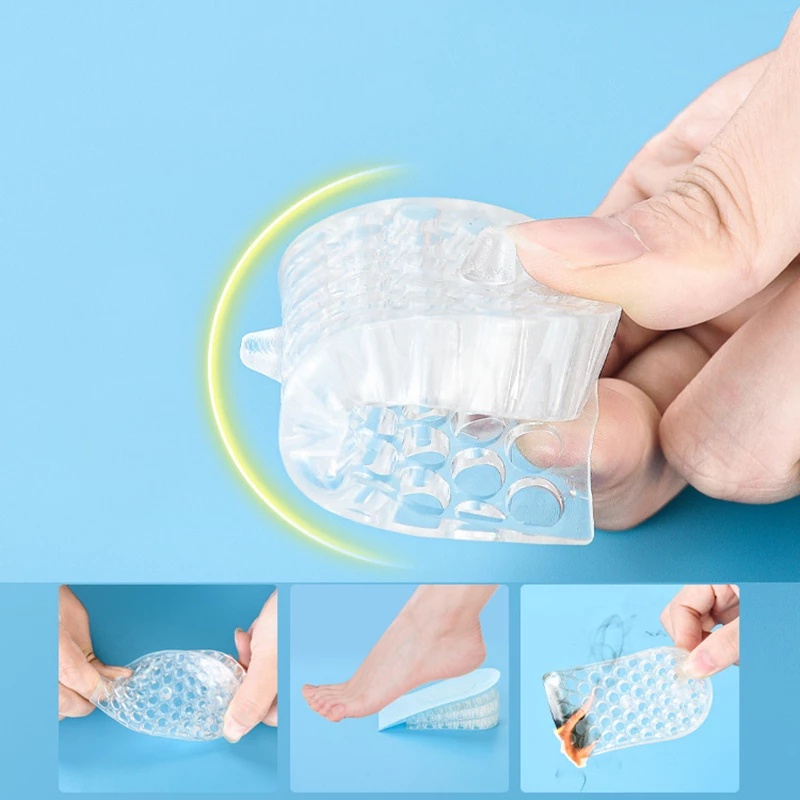 Cặp Đế Lót Giày Tăng Chiều Cao 2 / 3.5 / 5Cm Bằng Silica Gel Mềm Trong Suốt Thoáng Khí Cho Nam Và Nữ