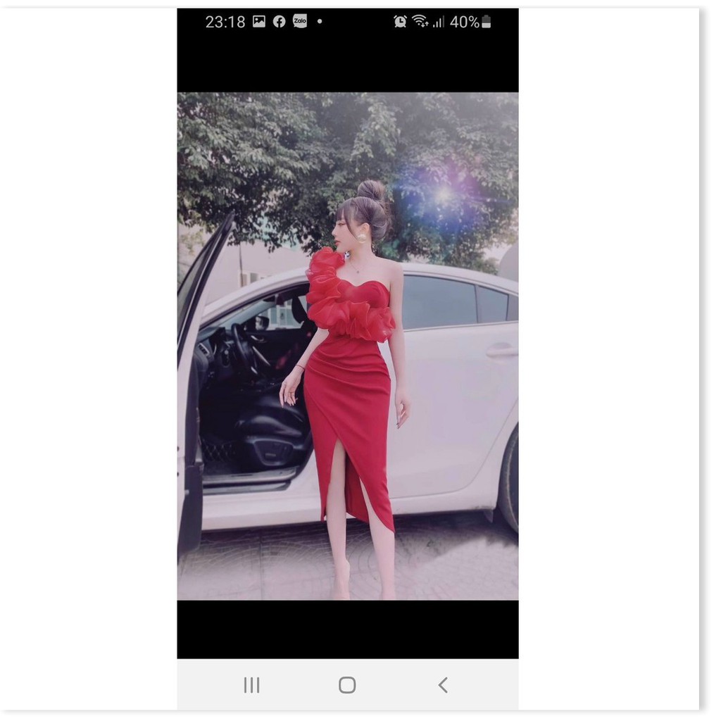 ĐẦM POLY PHỐI VOAN KIẾNG,THIẾT KẾ HỌA TIẾT TRƠN NHƯNG KHÔNG KÉM PHẦN SANG TRỌNG  THỜI TRANG KME.STORE