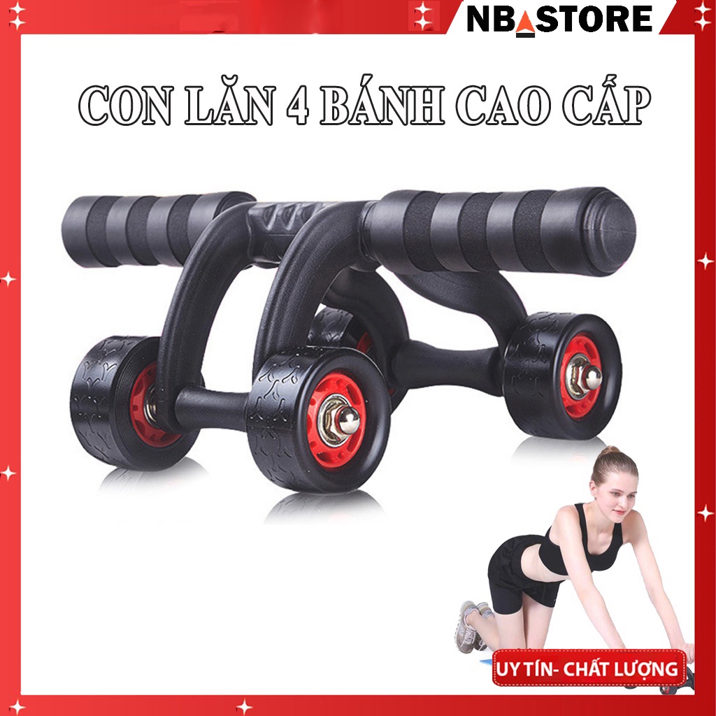 Con lăn tập bụng 4 bánh cao cấp dụng cụ tập cơ bụng gym yoga tại nhà giành cho cả nam và nữ