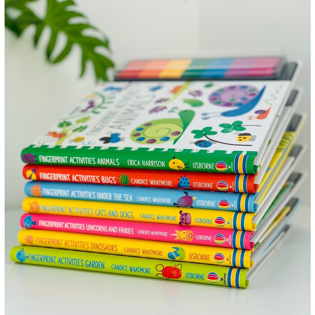 Usborne Fingerprint & Rubber Stamp tập vẽ ngón tay cho bé, Đồ chơi giáo dục cho bé 2,3,4,5,6 tuổi