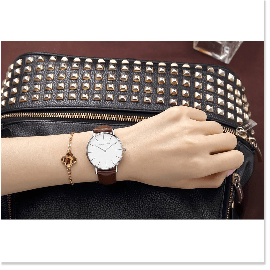 Đồng hồ nữ HANNAH MARTIN siêu mỏng hàng chính hãng máy Nhật cao cấp dây da sang trọng