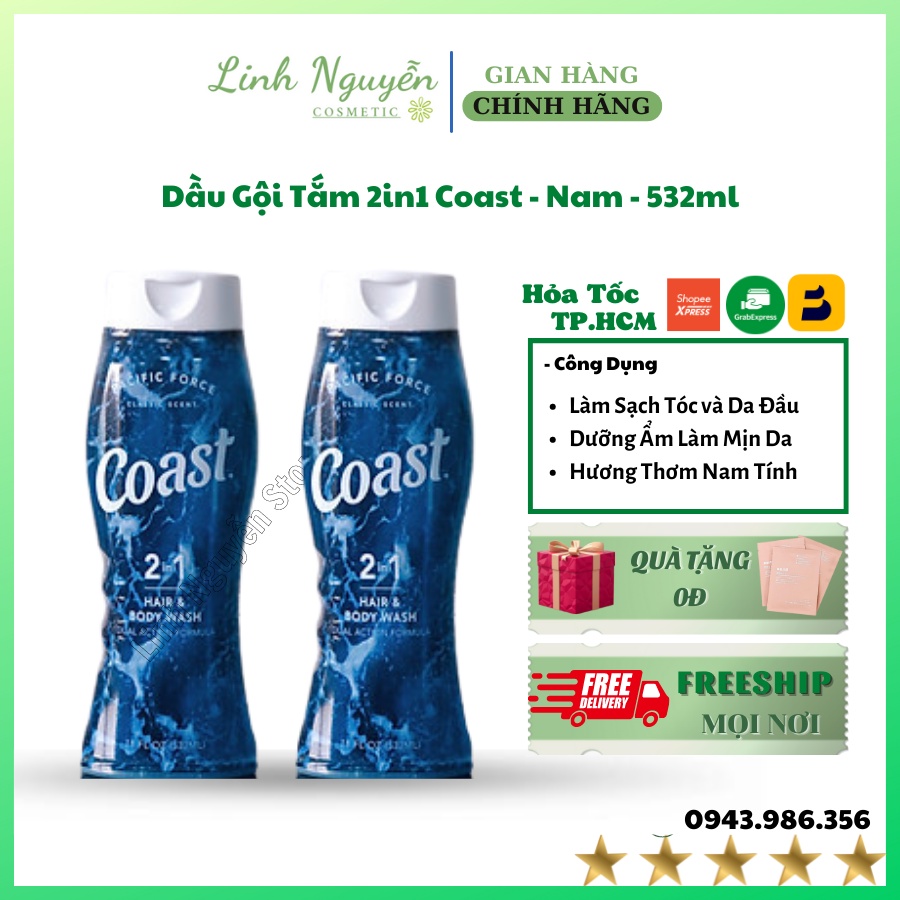 Dầu Gội Tắm 2In1 Coast - Nam - 532Ml