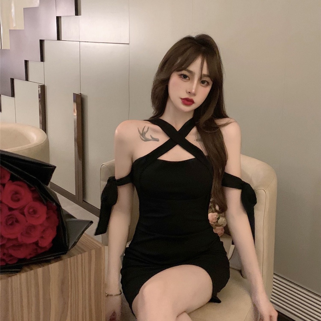 COZOK Đầm cổ yếm dáng ôm thời trang quyến rũ cho nữ