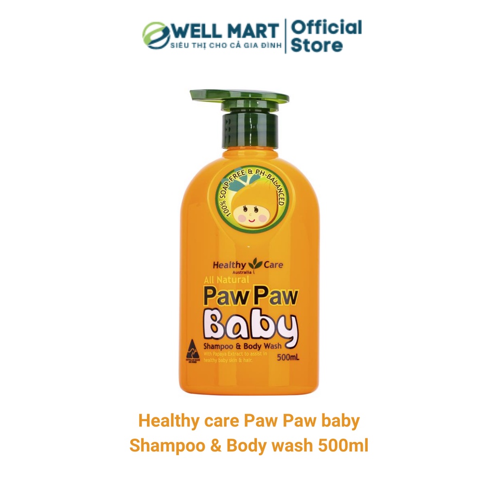 Healthy Care All Natural Paw Paw Baby Shampoo Wash 500ml – Chuẩn Úc Nội Địa 100%