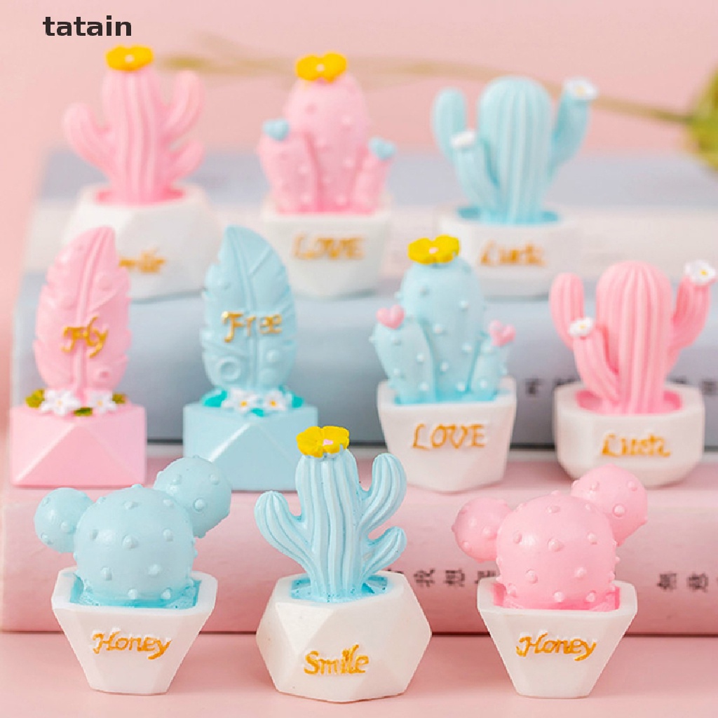 [TAT] 10 Styles Resin Cactus Ornaments Miniature Figurines Cute Accessories Decoration CVX