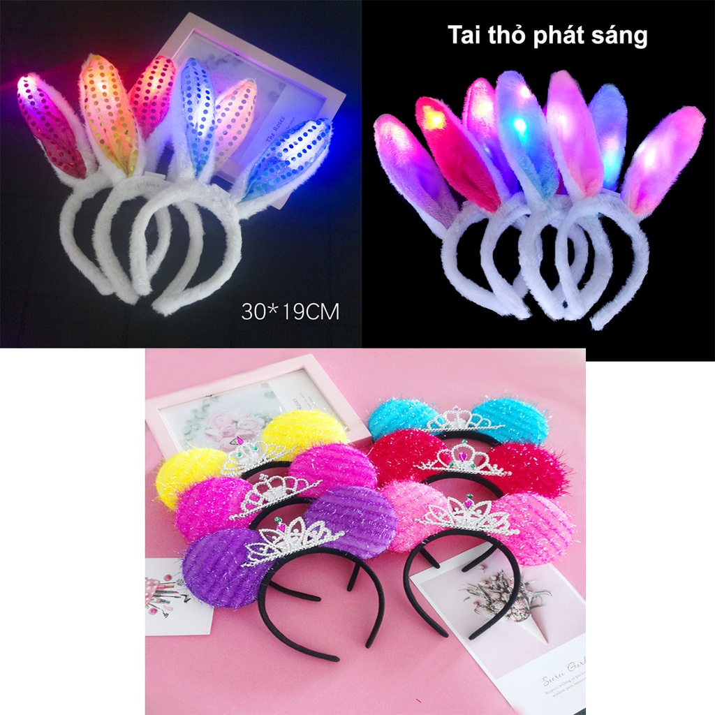 Xược, Băng đô tai thỏ có đèn thiết kế dễ thương đơn giản xinh xắn, đồ chơi cho bé