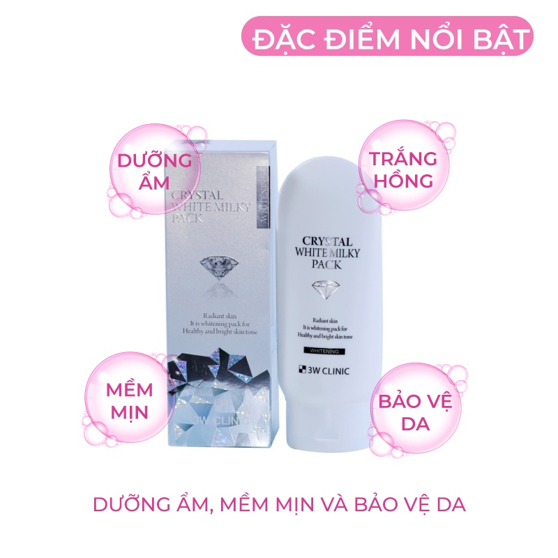 Kem Ủ Trắng Da Body Nâng Tone Crystal White Milky Body Lotion 3W Clinic Hàn Quốc giúp trắng da / dưỡng ẩm 200ml