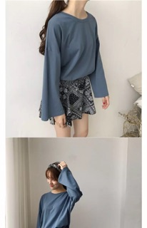 Áo thun trơn tay dài basic (sẵn màu đỏ gạch)