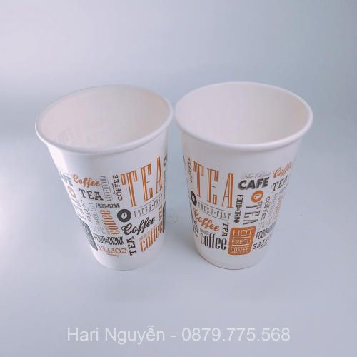 50 Ly cốc giấy cafe trà sữa chanh có nắp dày cute in hình Tea CF take away 450ml 500ml