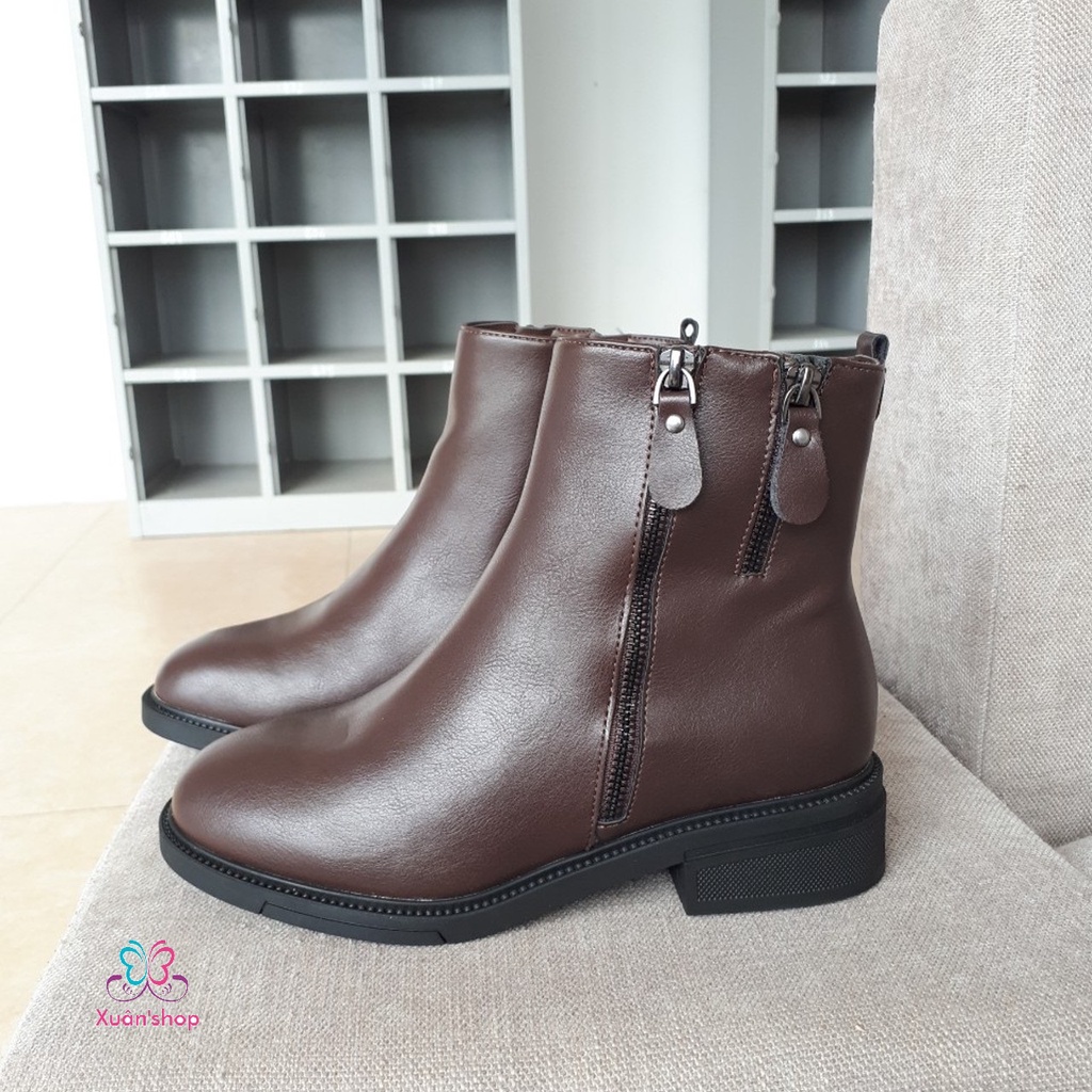 Boot nữ Dusto da mềm mịn, đế cao su chống trượt cao 3.5cm (size 36, 37)