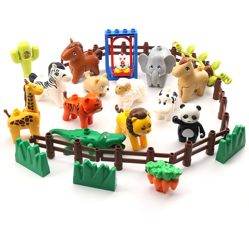 Mô hình động vật GOROCK voi thỏ gà chân tay có thể di chuyển thích hợp cho duplo LB-Animal