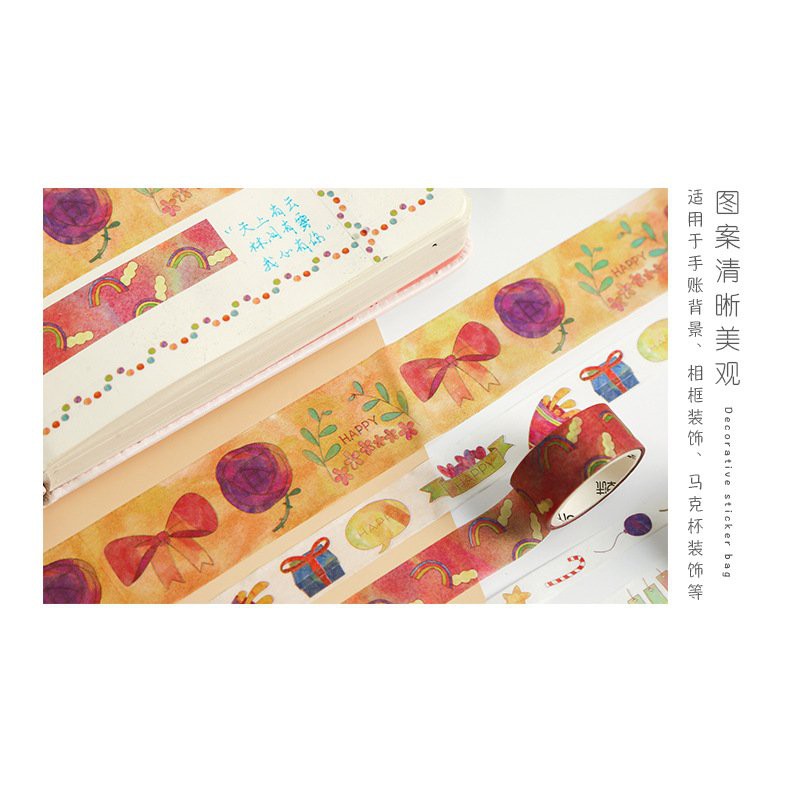 Set 10 cuộn Washi Tape băng dính dán , trang trí có Hộp xinh yêu - A09