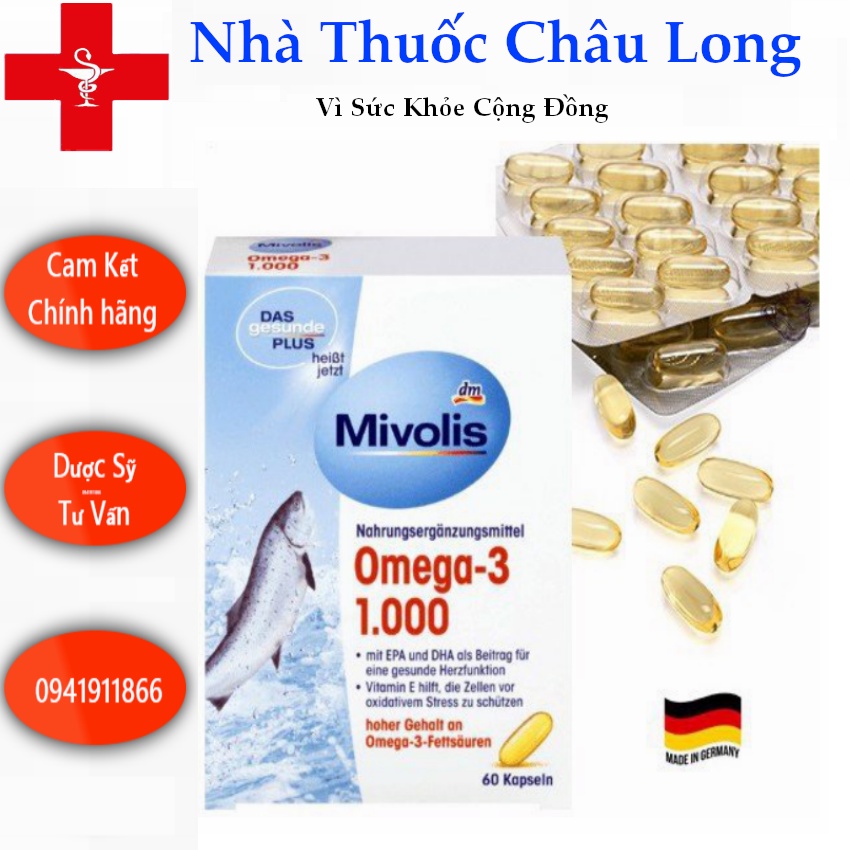 Dầu cá Omega 3 Mivolis - nội địa Đức - 60 viên