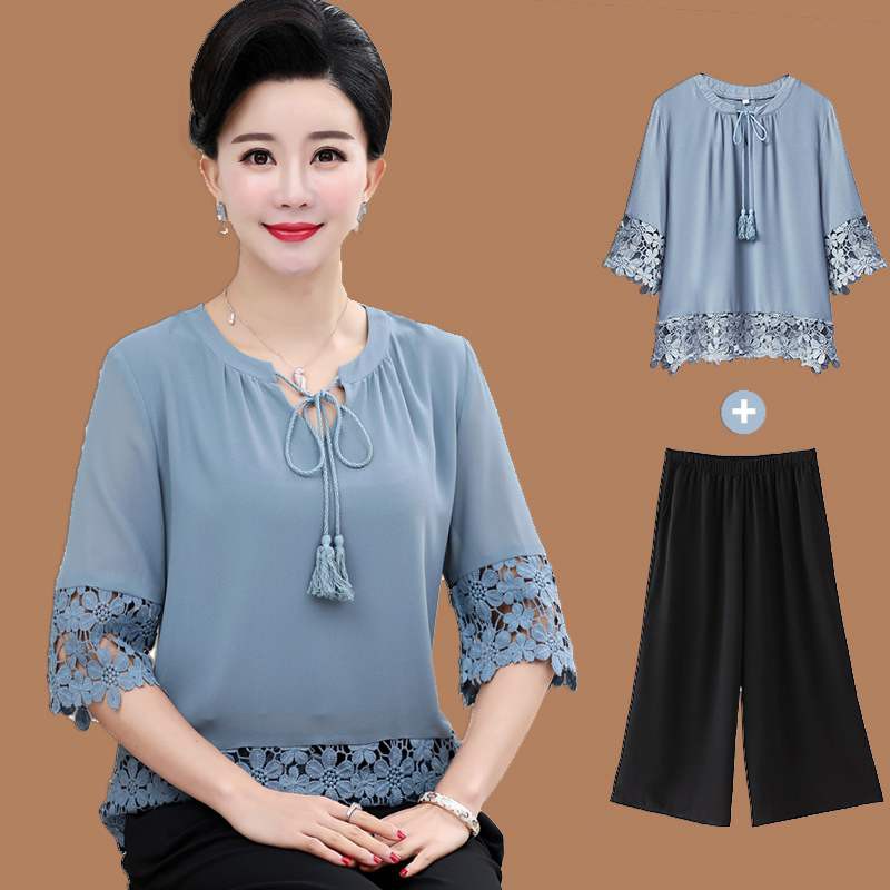 (HÀNG SẴN) Bộ Đồ Trung Niên Cho Mẹ Giản Dị AB48 - Hàng Quảng Châu Cao Cấp