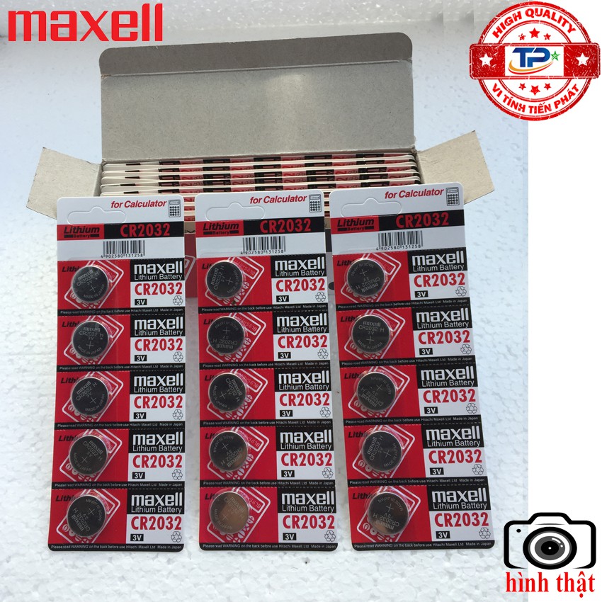 Vỉ 10 viên pin CMOS CR2032 Maxell Lithium Battery 3V