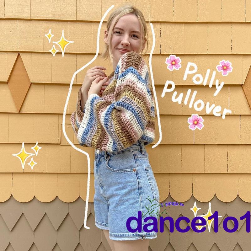 Áo Sweater Dệt Kim Dài Tay Sọc Ngang Nhiều Màu Sắc Kiểu Vintage Y2K dance1o1