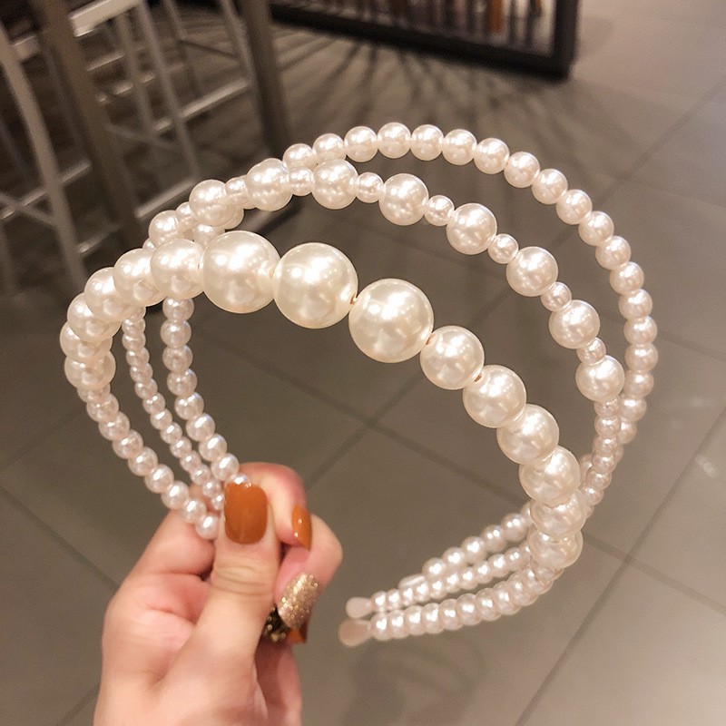 Bờm Tóc Đính Ngọc Trai Phong Cách Retro Cho Nữ - Băng Đô Cài Tóc Hàn Quốc Vintage