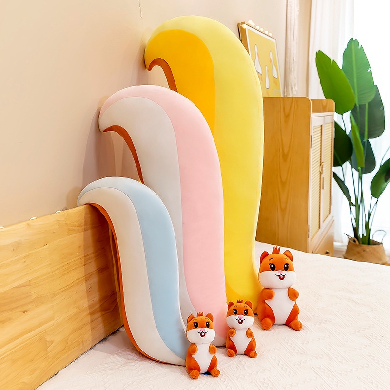 Gấu Bông Sóc Đuôi To, Sóc Bông Đuôi Dài Làm Gối Ôm Cute Có Khóa Kéo, Hàng Minío Cao Cấp Kiểu Dáng Dễ Thương