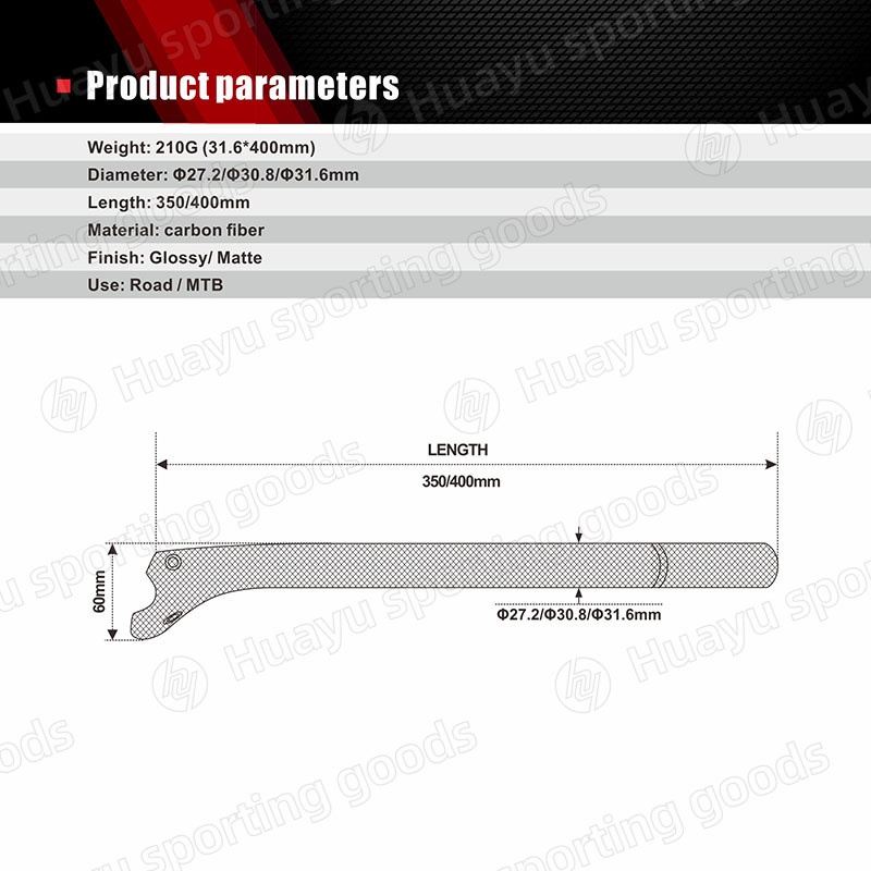 Trụ Yên Xe Đạp Leo Núi Bằng Sợi Carbon 27.2 30.8 31.6-350 / 400MM