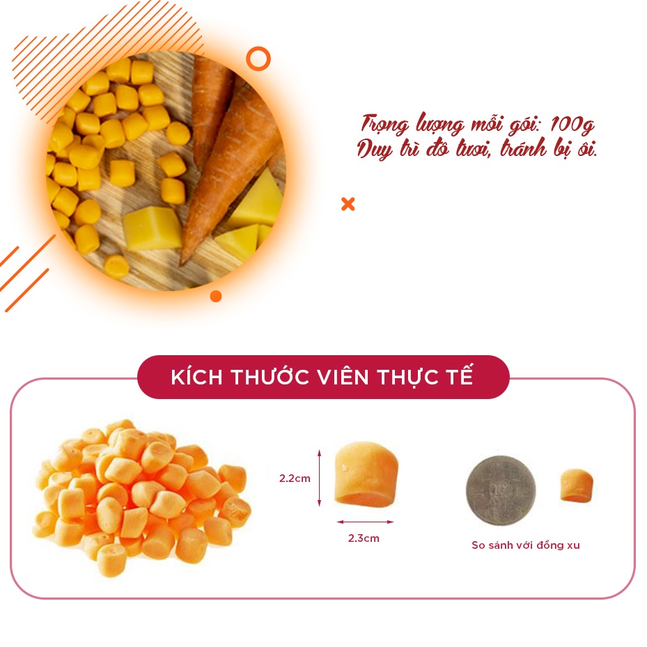 Bánh snack cho chó viên phô mai cà rốt BowWow Carrot Cheese Ball 100g