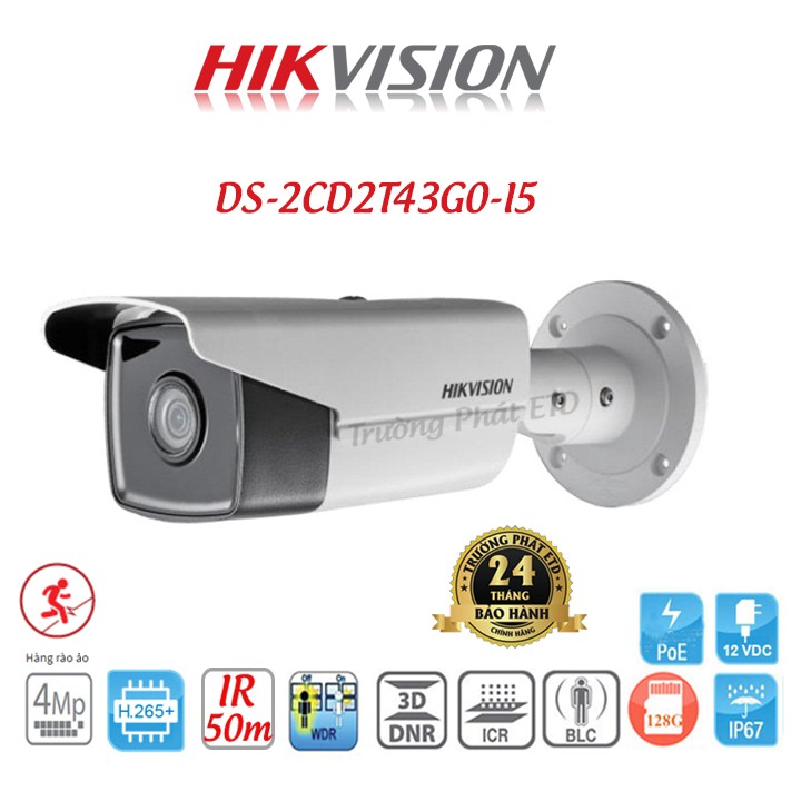 Camera IP Hồng Ngoại 4.0 Megapixel HIKVISION DS-2CD2T43G0-I5 - Hàng Chính Hãng