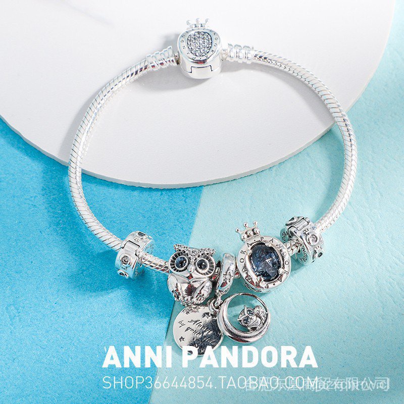 Hàng Có Sẵn Vòng Tay Hạt charm Mắt Mèo Bằng Bạc 925 ckqz Làm Quà Sinh Nhật Cho Nữ Pandora_Borelet