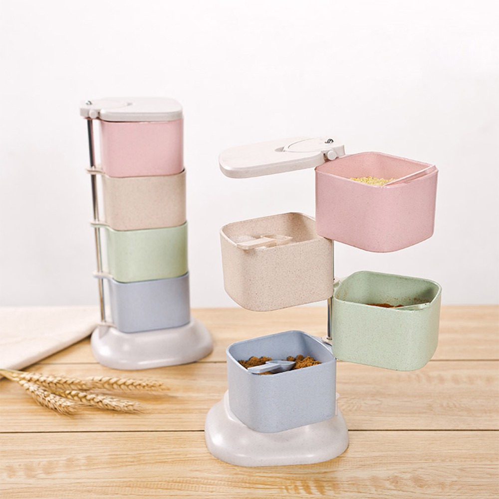 Hũ Đựng Gia Vị Lúa Mạch 4 Tầng CDS1621