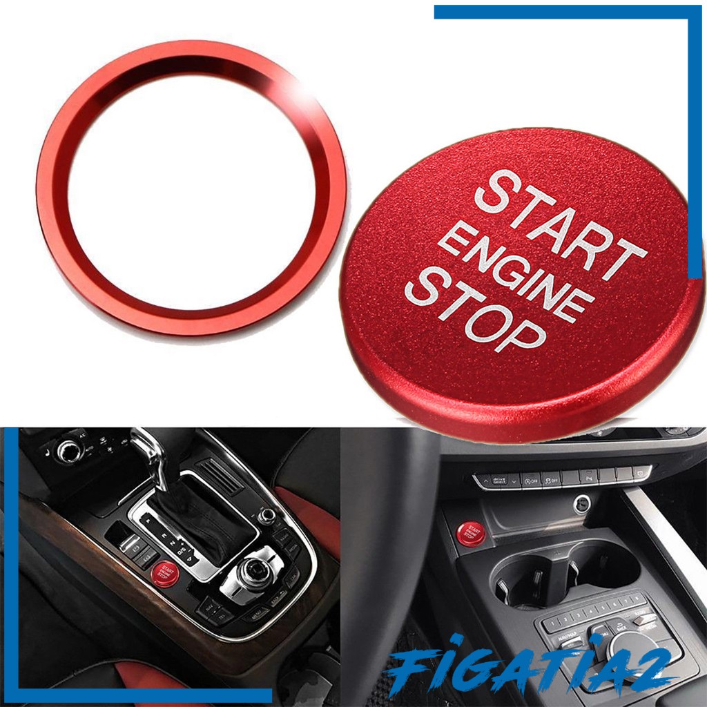 [FIGATIA2] Car Outlet Engine Push Start Stop Button Cover Cap Trim +Ring Cover Sticker Easy Installation For Audi A4 A5 B9 (Start Button Cover)