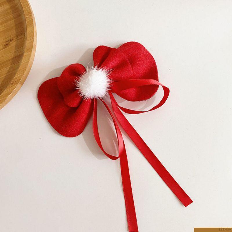 Kẹp tóc trang trí nơ màu đỏ thiết kế xinh xắn thời trang