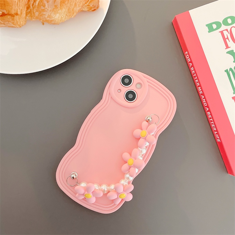 Ốp Điện Thoại TPU Silicon Mềm Họa Tiết Gợn Sóng Phối Chuỗi Hạt Gồm 5 Màu Cho iPhone 13 12 11 Pro Max X Xs Max XR